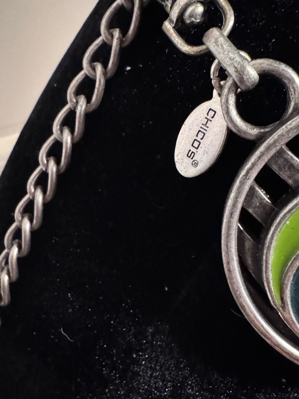 Chico’s vintage enamel Retro Circle Link adjustable Statement Belt. NWOT. M-L - Picture 4 of 11
